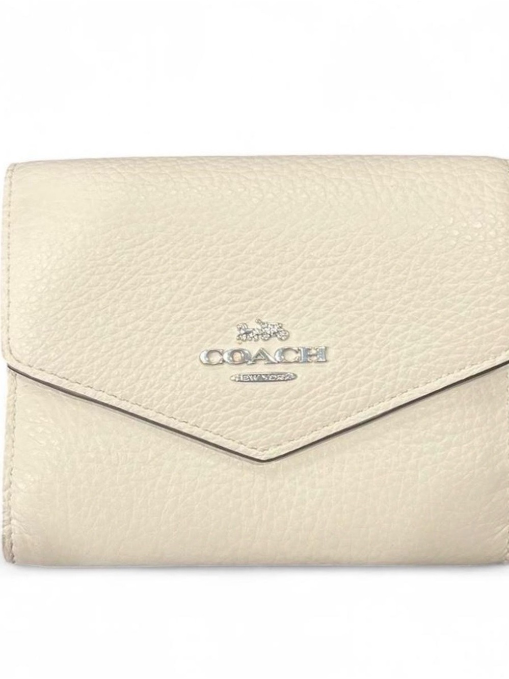 Coach Pebbled Leather Envelope Wallet - Ivory Cream